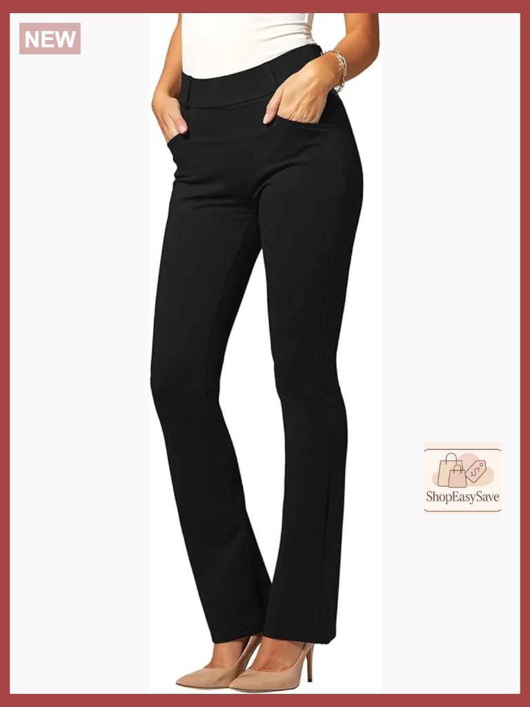 Bootcut Dress Pants With Pockets Tummy Control High Rise Yoga Pants Slacks